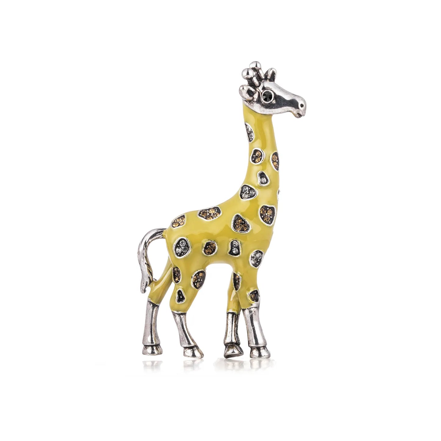 Ajatine yellow giraffe brooch, cute animal fashion brooch