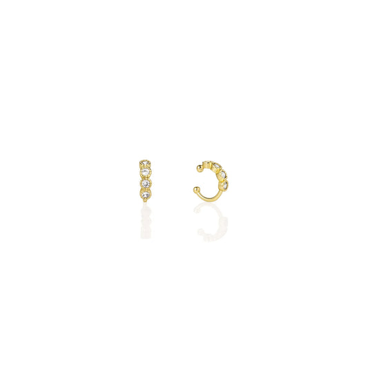Ajatine gold ear cuffs adorned with zircon stones, perfect for stylish ear jewelry looks
