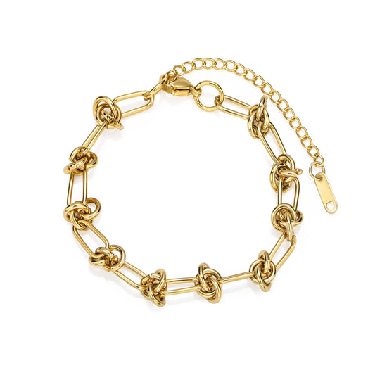 Ajatine stainless steel and gold-plated chain link bracelet, trendy fashion jewelry