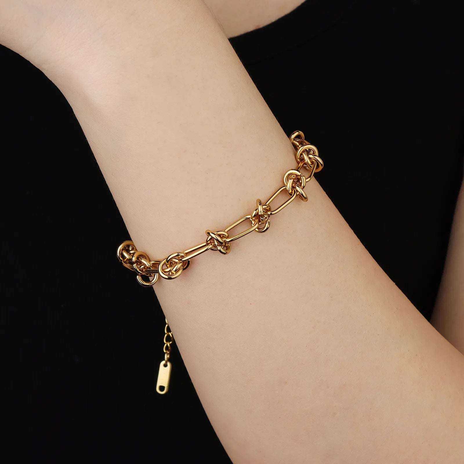 Ajatine stainless steel and gold-plated chain link bracelet, trendy fashion jewelry
