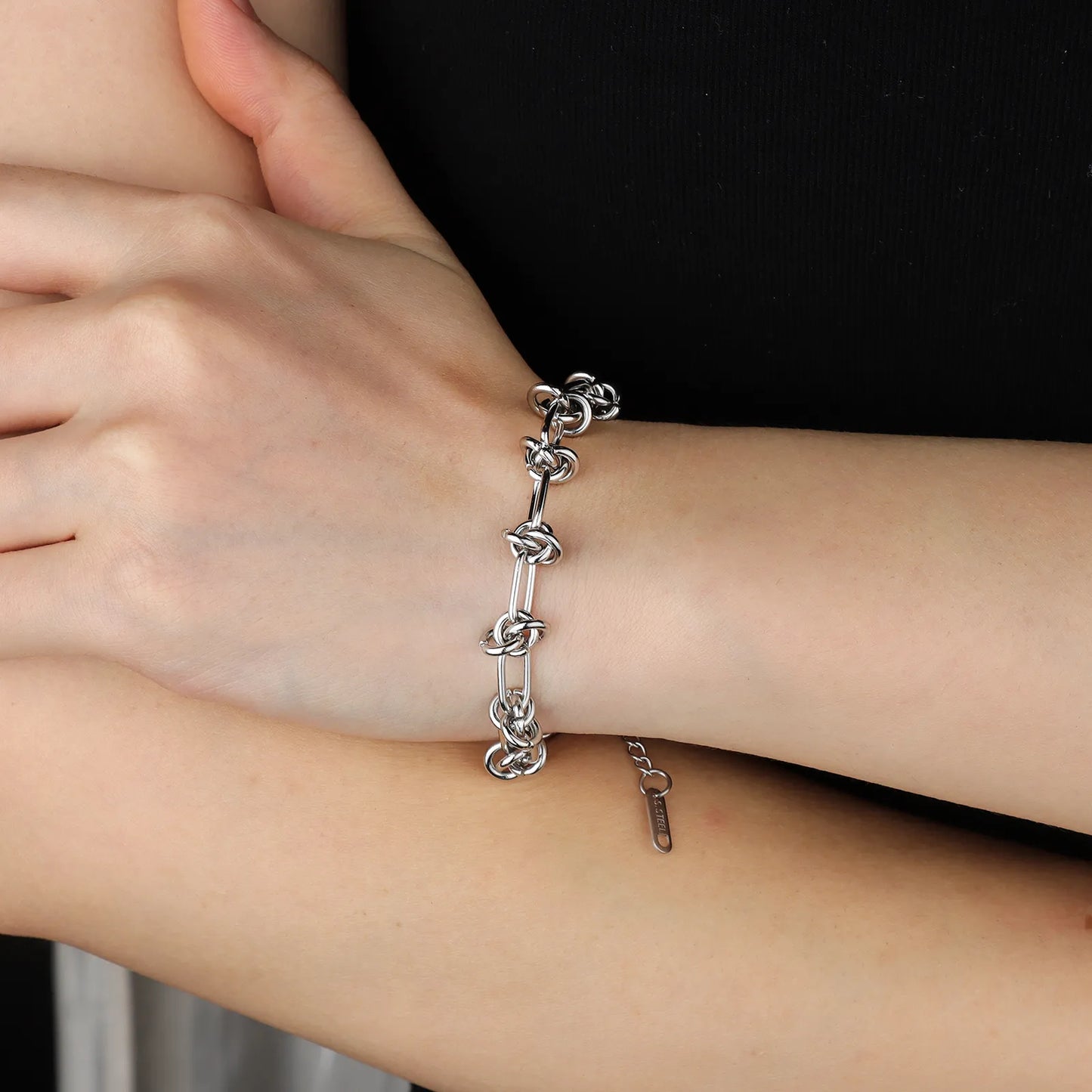 Ajatine stainless steel and gold-plated chain link bracelet, trendy fashion jewelry