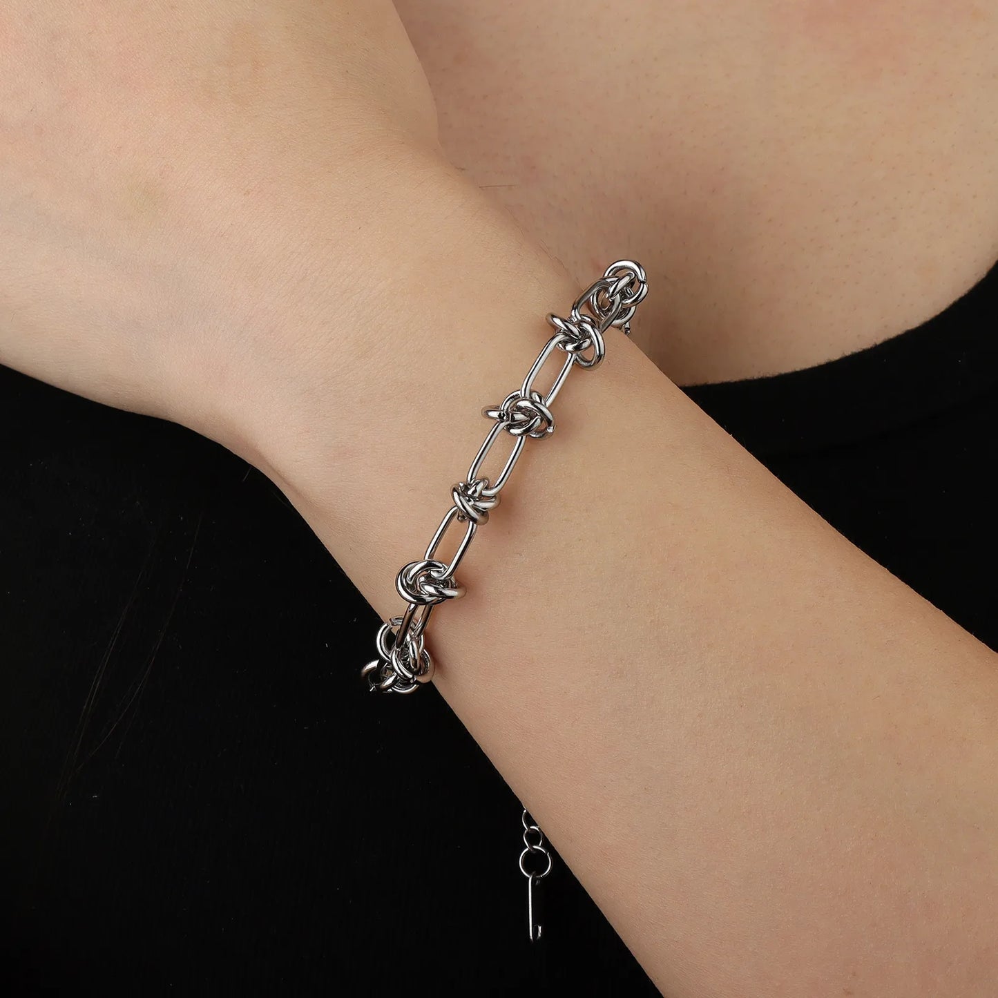 Ajatine stainless steel and gold-plated chain link bracelet, trendy fashion jewelry