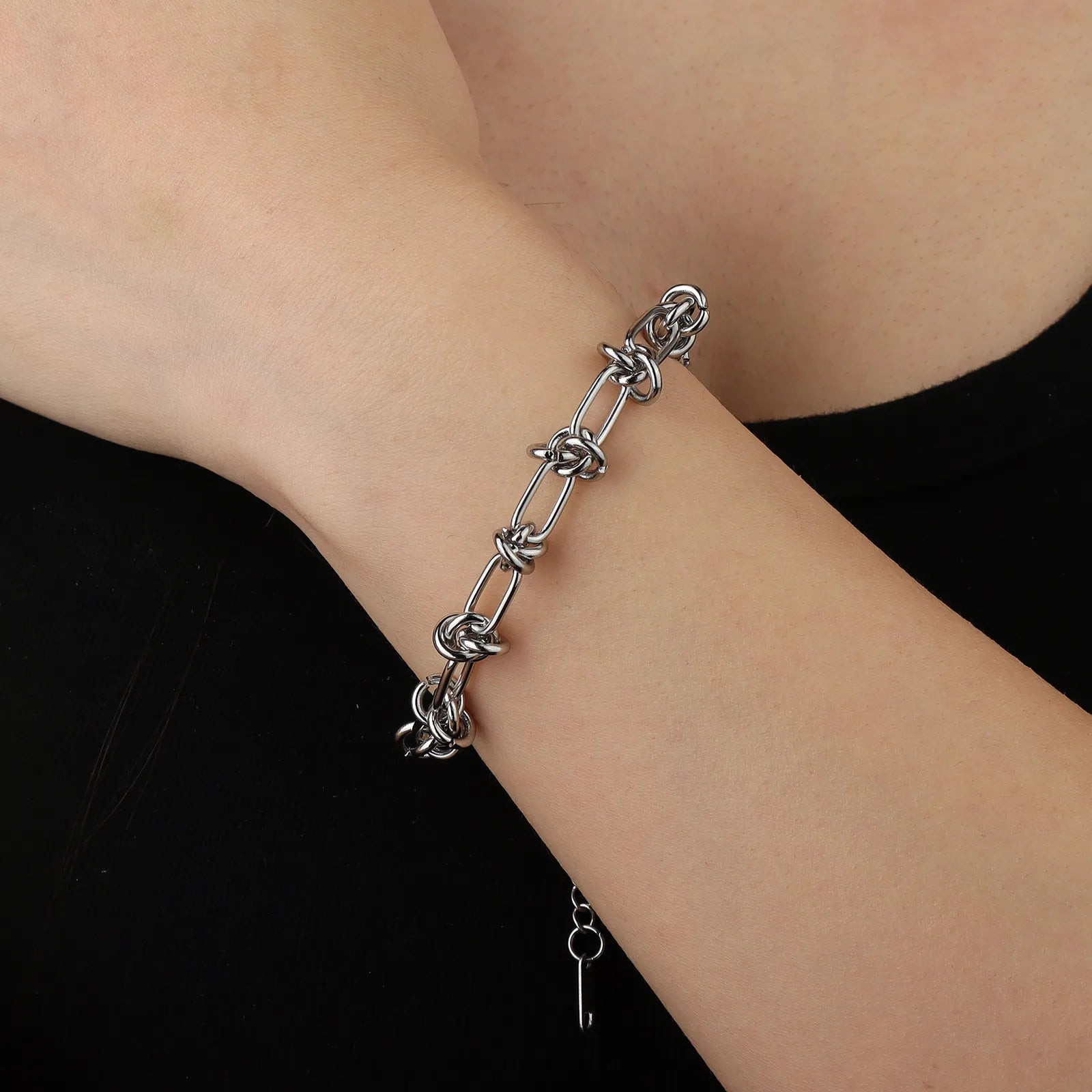 Ajatine stainless steel and gold-plated chain link bracelet, trendy fashion jewelry
