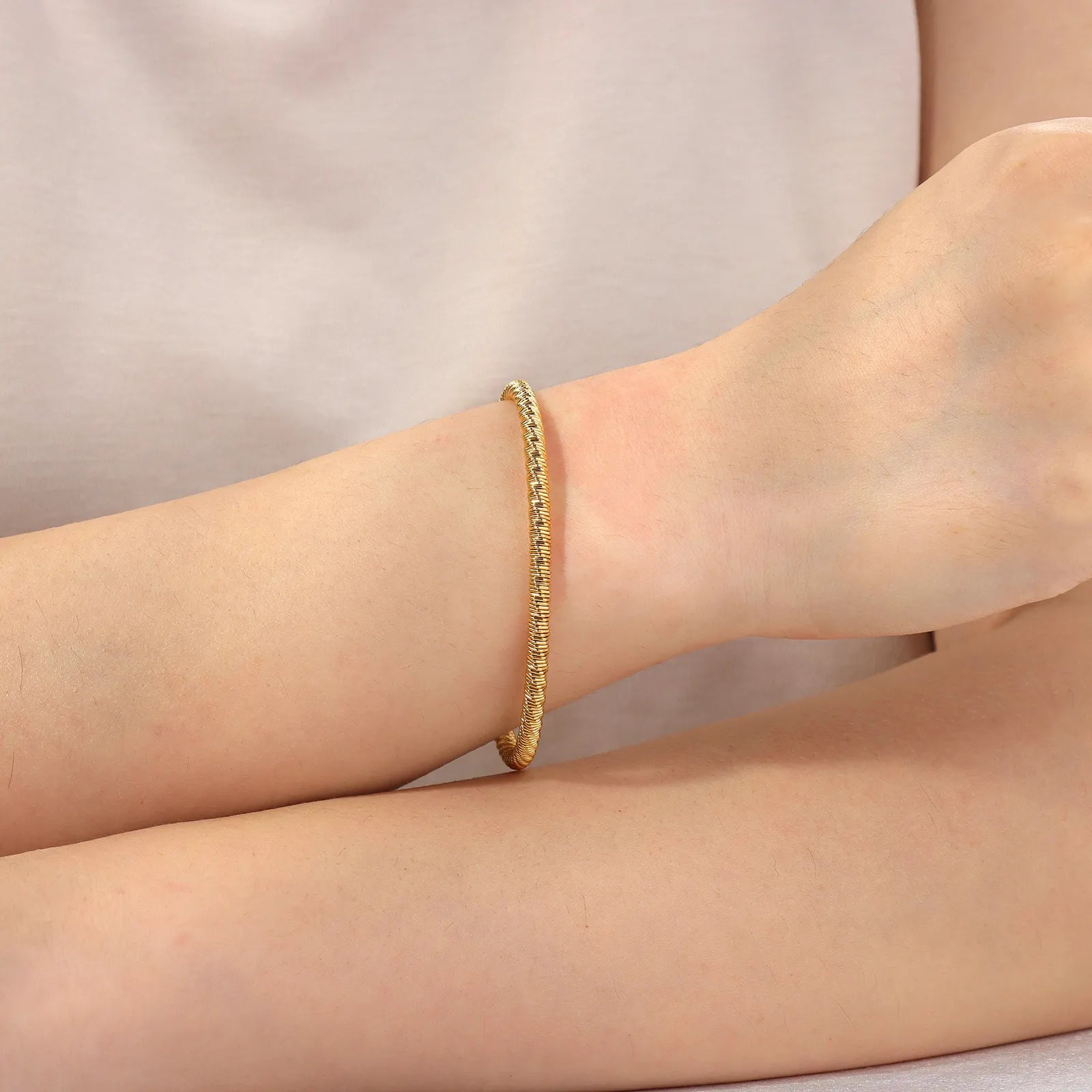 Ajatine 18K real gold plated cuff bracelet, fashion simple style jewelry