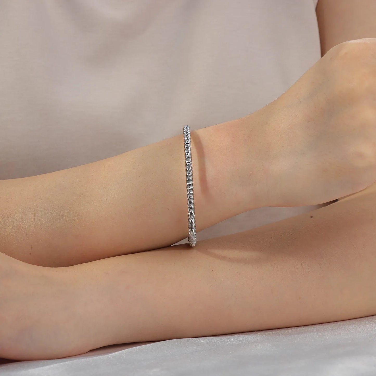 Ajatine silver cuff bracelet, fashion simple style jewelry