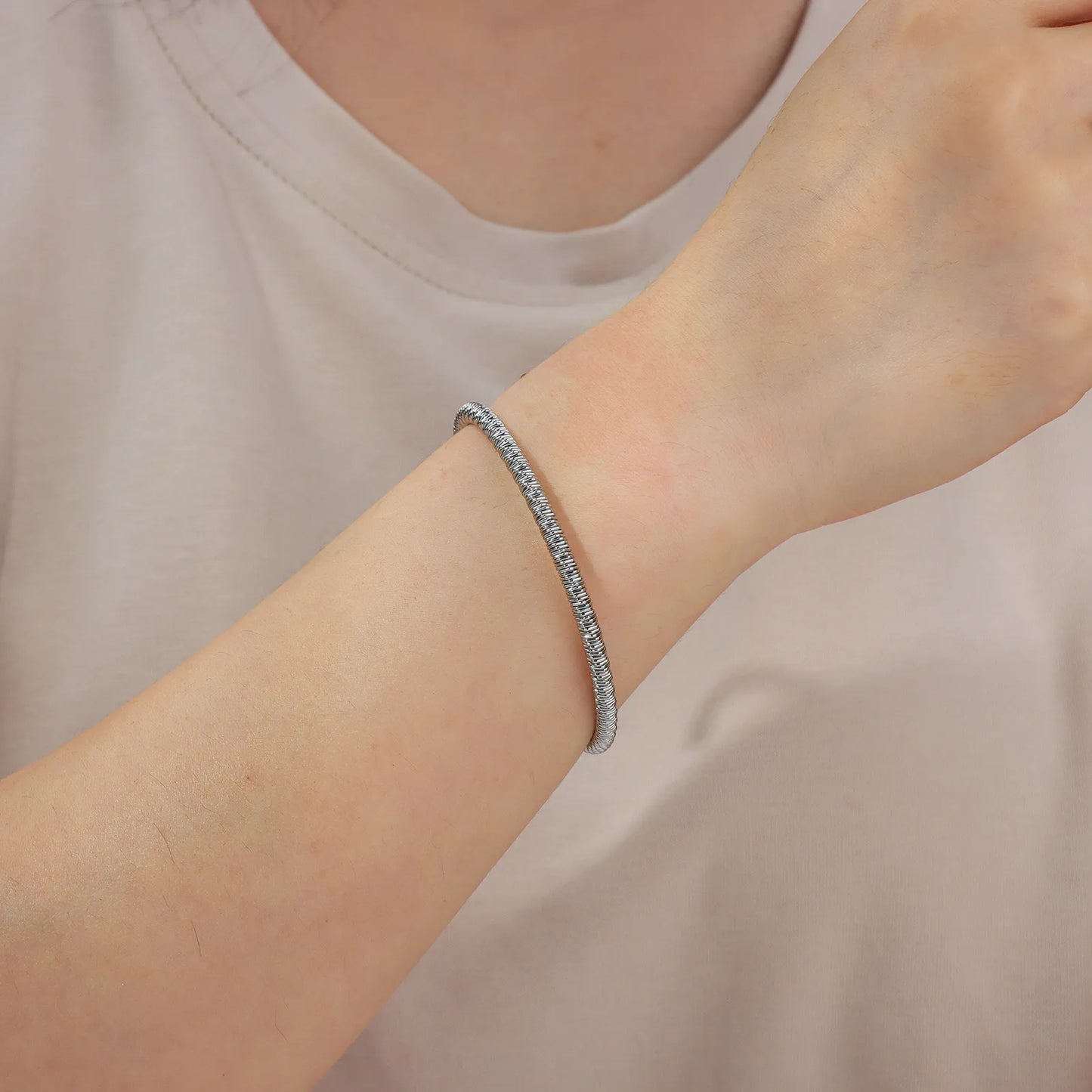 Ajatine silver cuff bracelet, fashion simple style jewelry