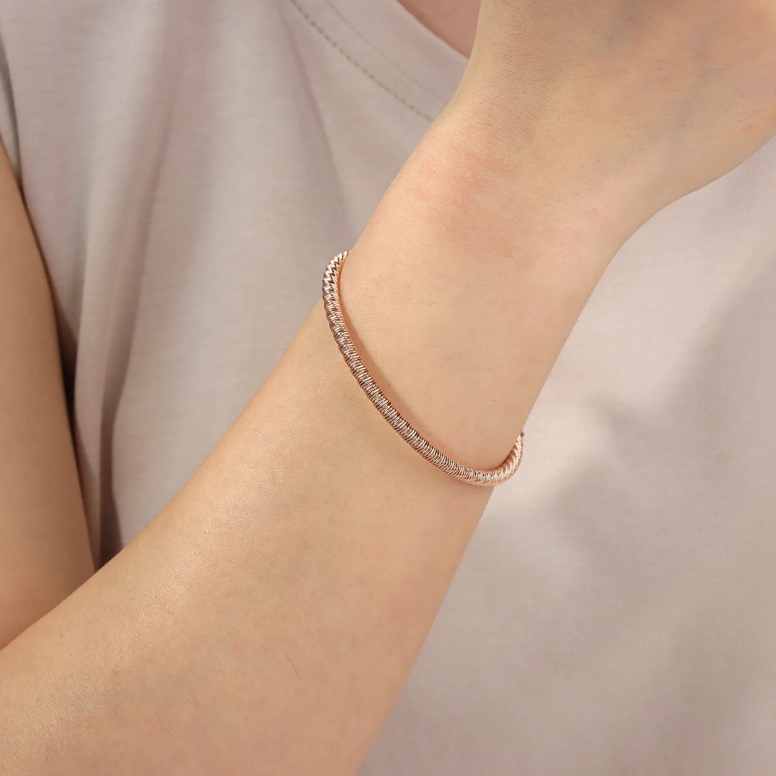 Ajatine rose gold plated cuff bracelet, fashion simple style jewelry