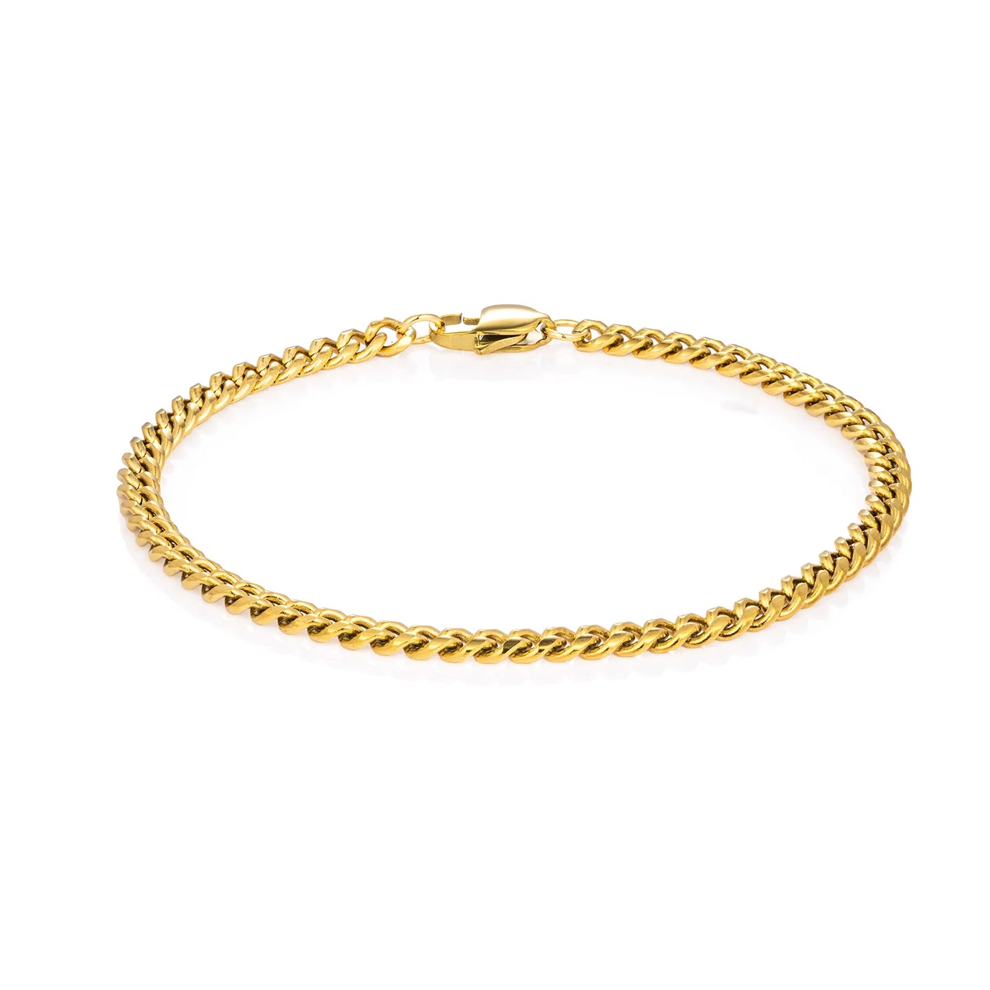 Ajatine gold Cuban link bracelet, fashion simple stainless steel chain jewelry