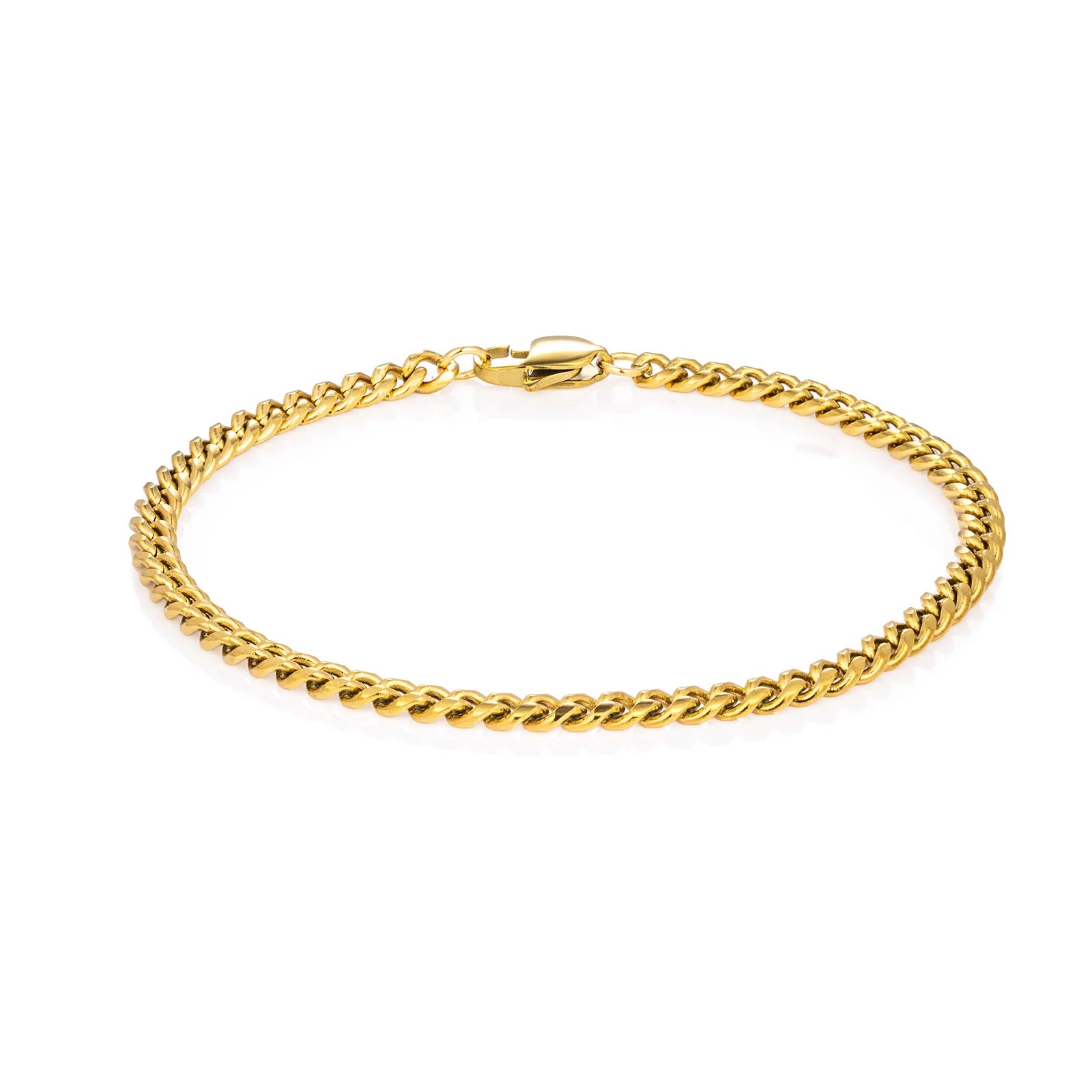 Ajatine gold Cuban link bracelet, fashion simple stainless steel chain jewelry