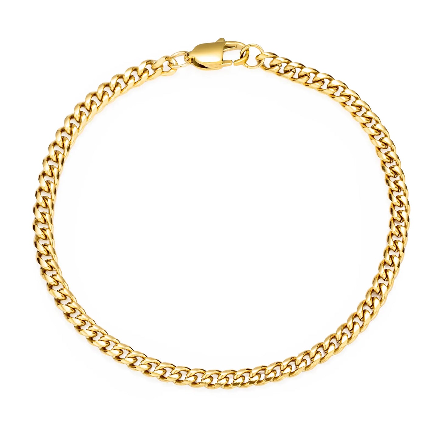 Ajatine gold Cuban link bracelet, fashion simple stainless steel chain jewelry