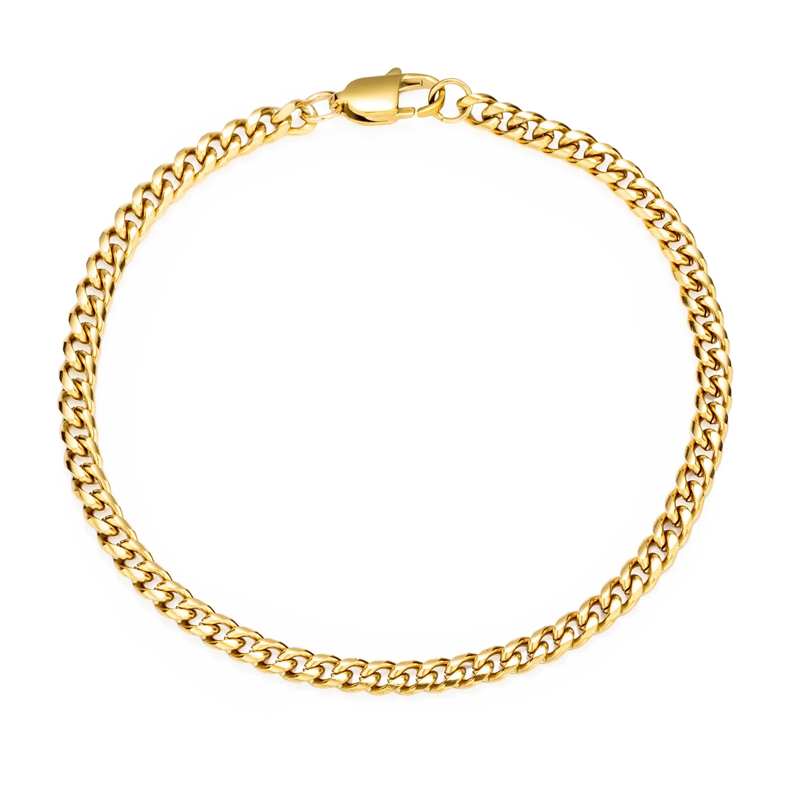 Ajatine gold Cuban link bracelet, fashion simple stainless steel chain jewelry