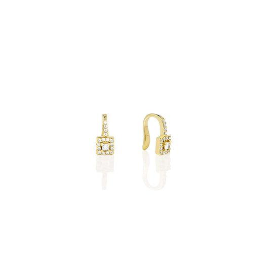 Stunning square CZ clip - on earrings with gold - tone metal for elegant styling