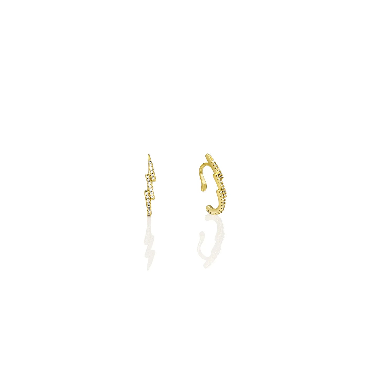 Ajatine Sparkling Zircon Cuff Earrings with gold tone design