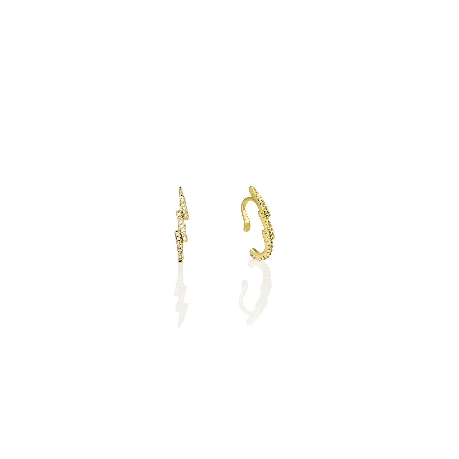 Ajatine Sparkling Zircon Cuff Earrings with gold tone design