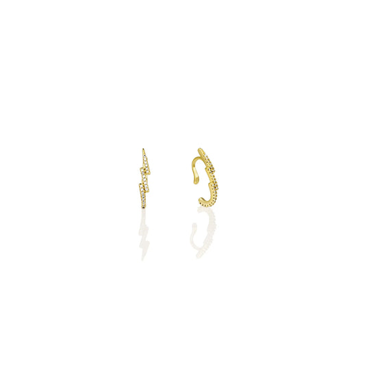 Ajatine Sparkling Zircon Cuff Earrings with gold tone design