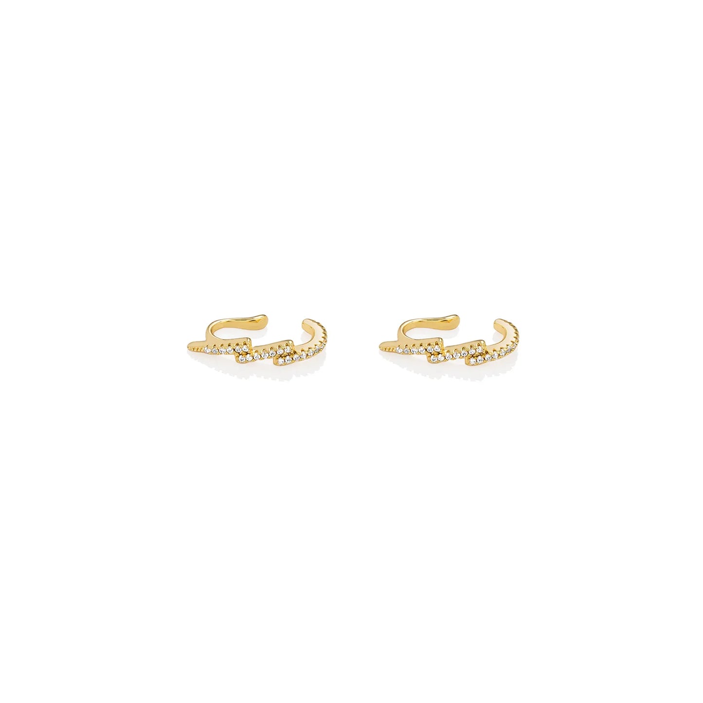 Ajatine Sparkling Zircon Cuff Earrings with gold tone design
