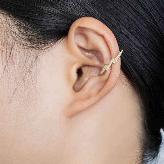 Ajatine Sparkling Zircon Cuff Earrings with gold tone design
