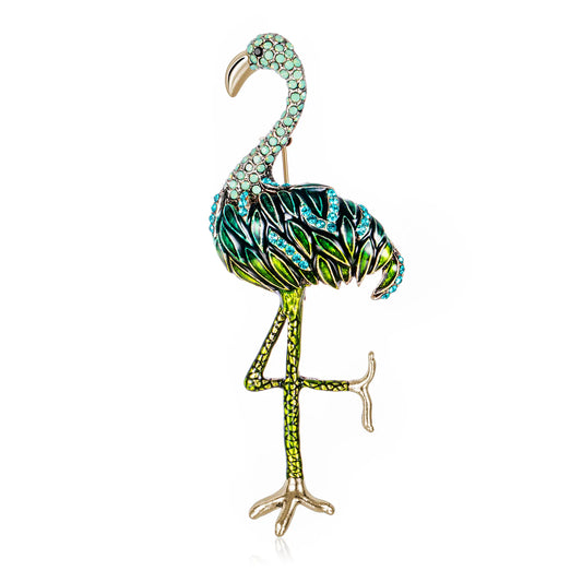 Flamingo Brooch Pin Cute Crystal Animal Lapel Pin for Women