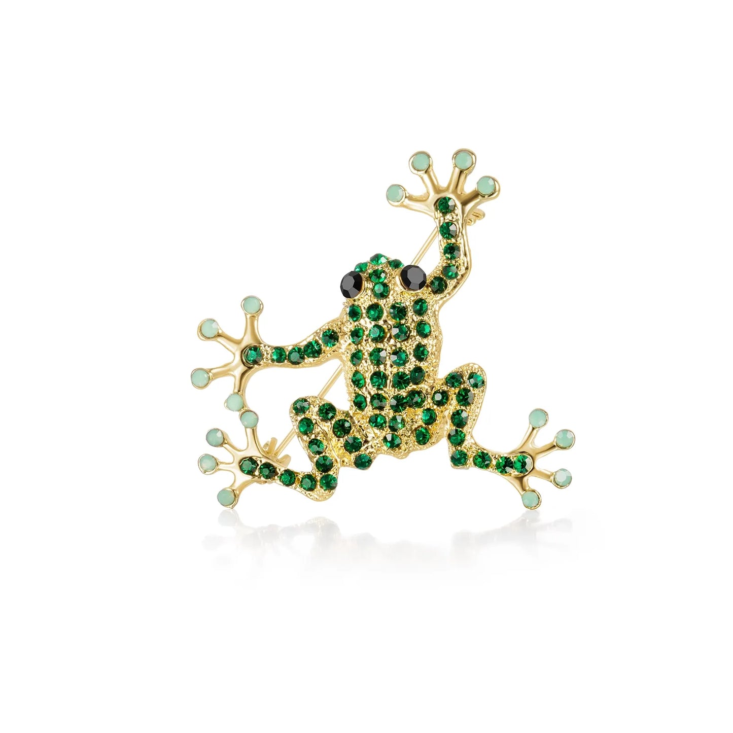 Frog Brooch Pin with Green Crystal and Gold Tone Design for Women | Ajatine