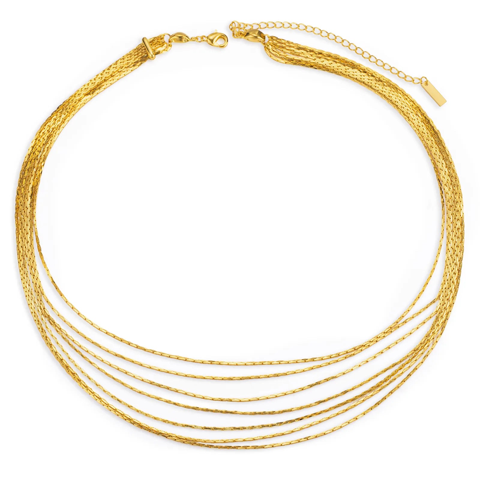 Ajatine gold layered necklace, statement jewelry for women.