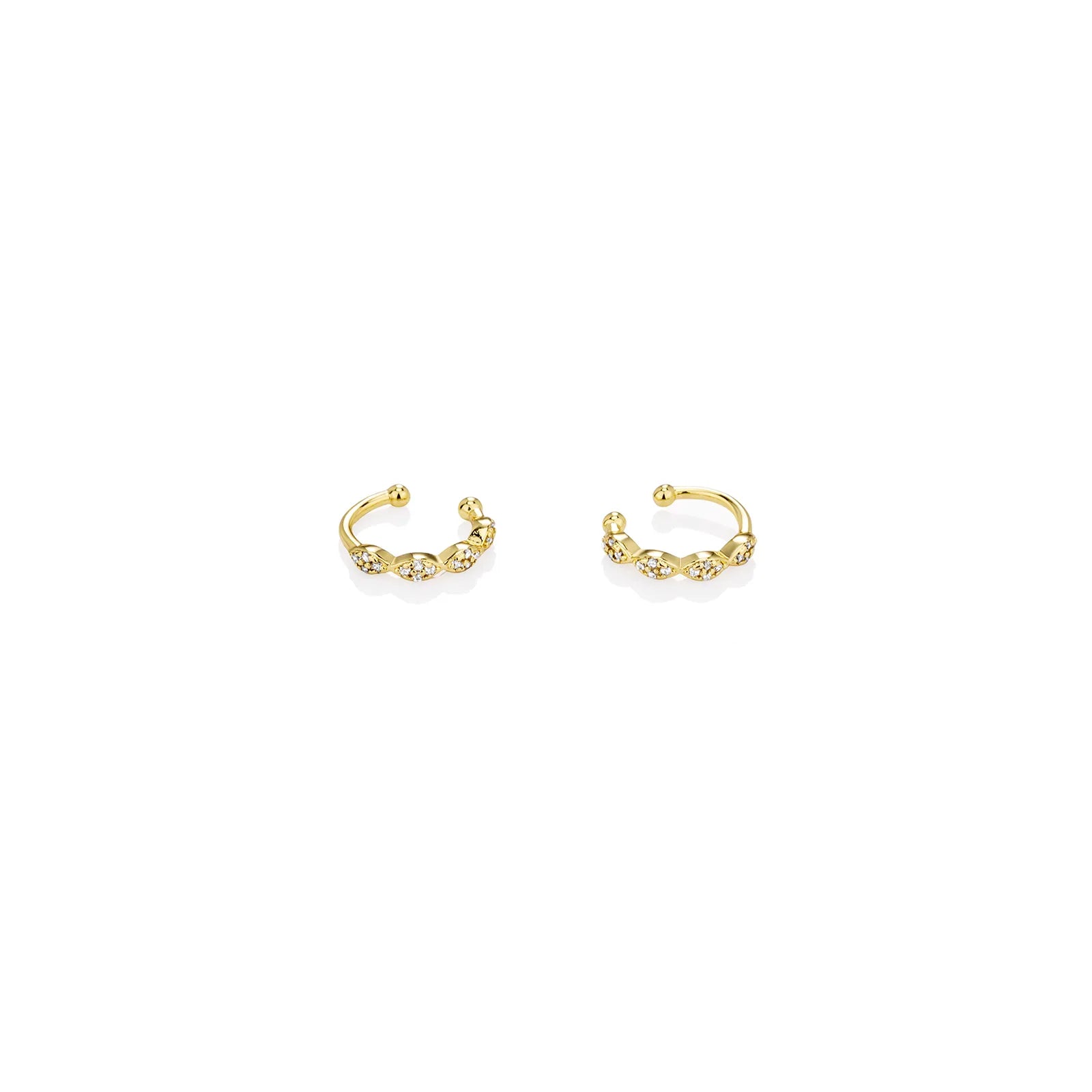 Ajatine gold cuff earrings with zircon stones, delicate and fashionable
