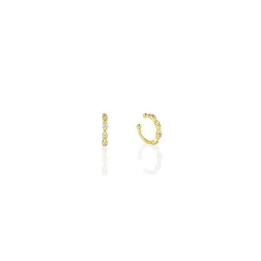 Ajatine gold cuff earrings with zircon stones, delicate and fashionable