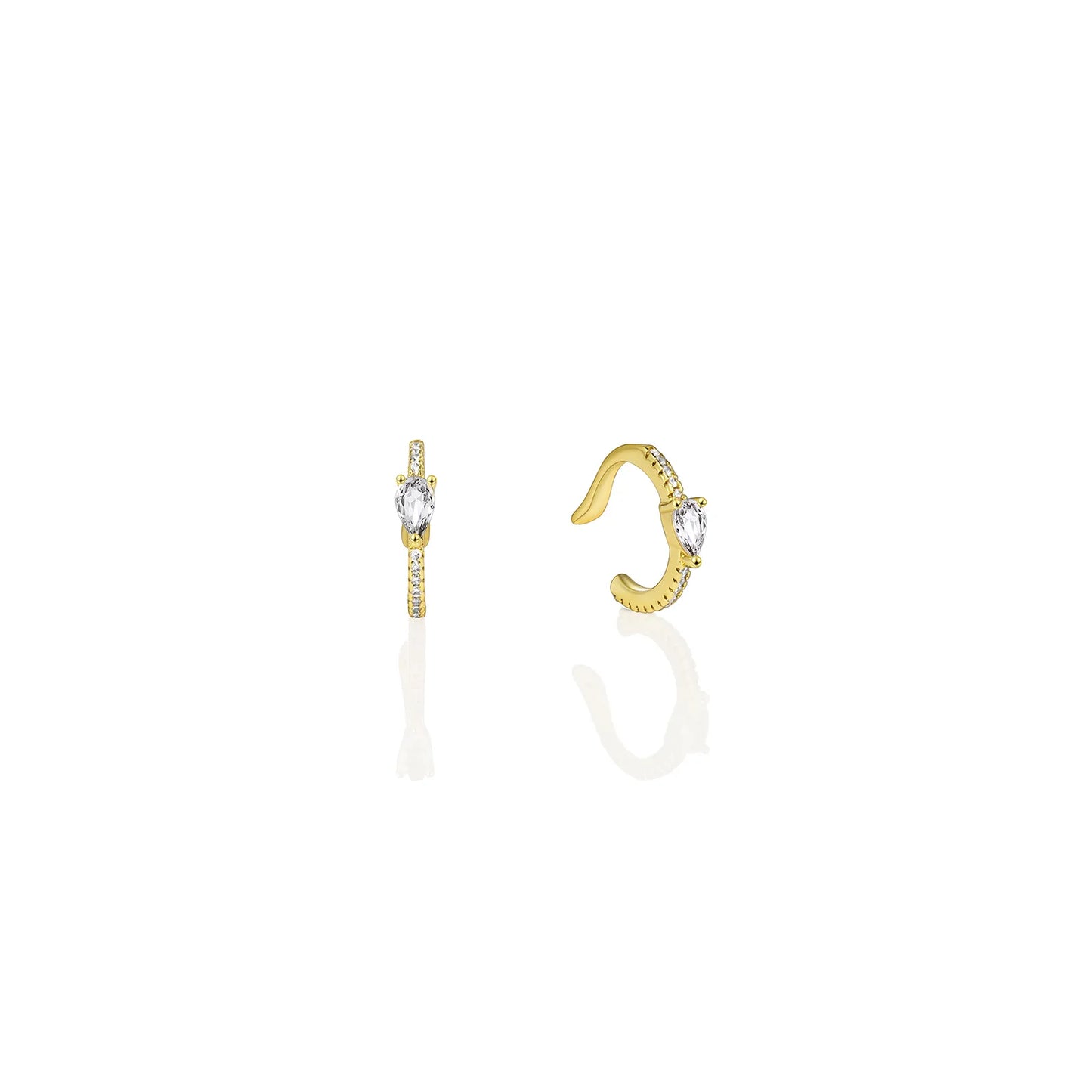 Ajatine Gorgeous Zircon Gold Ear Cuff Hoop Earrings