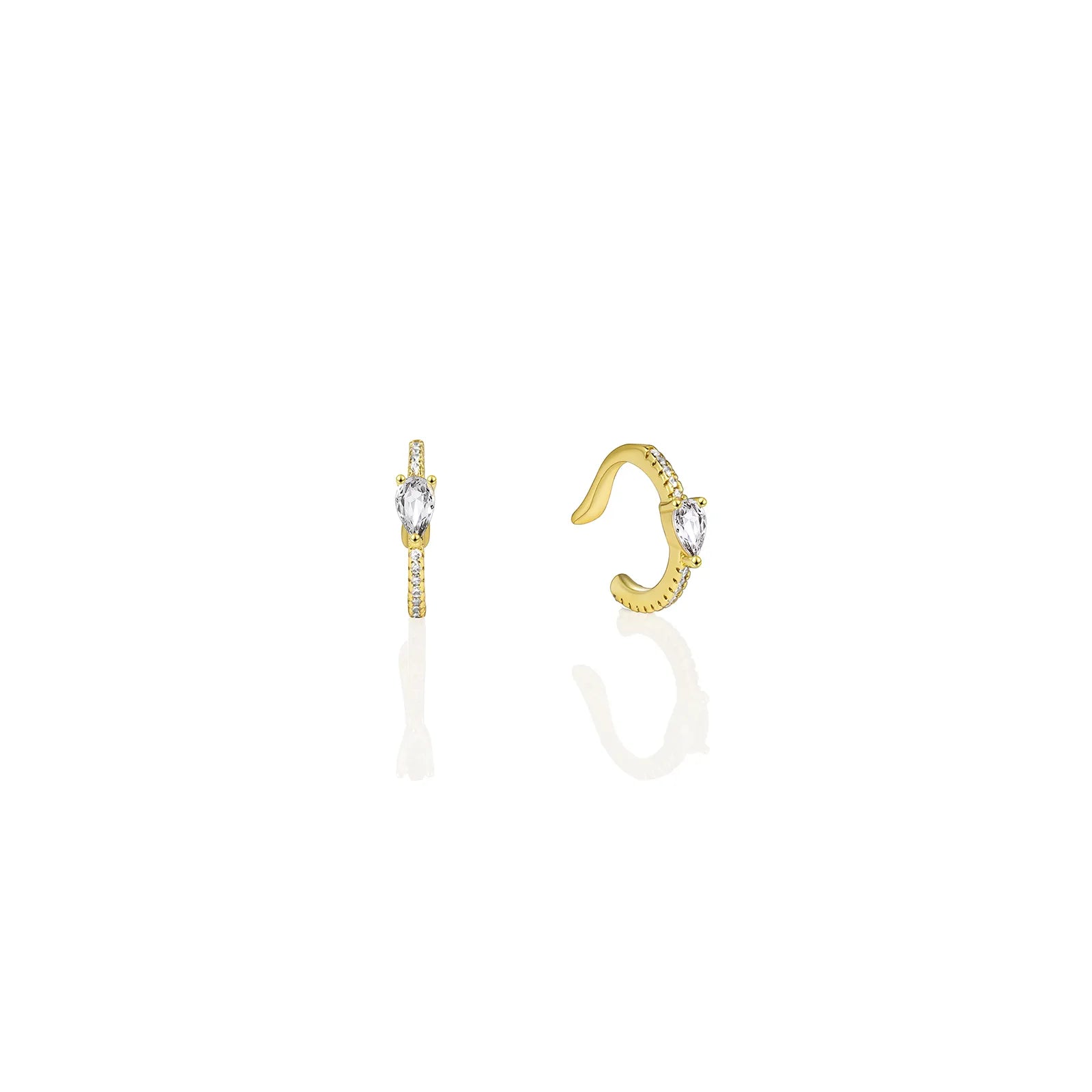 Ajatine Gorgeous Zircon Gold Ear Cuff Hoop Earrings