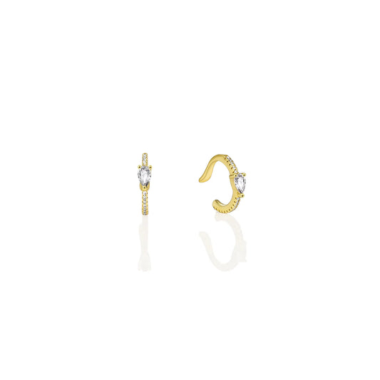 Ajatine Gorgeous Zircon Gold Ear Cuff Hoop Earrings