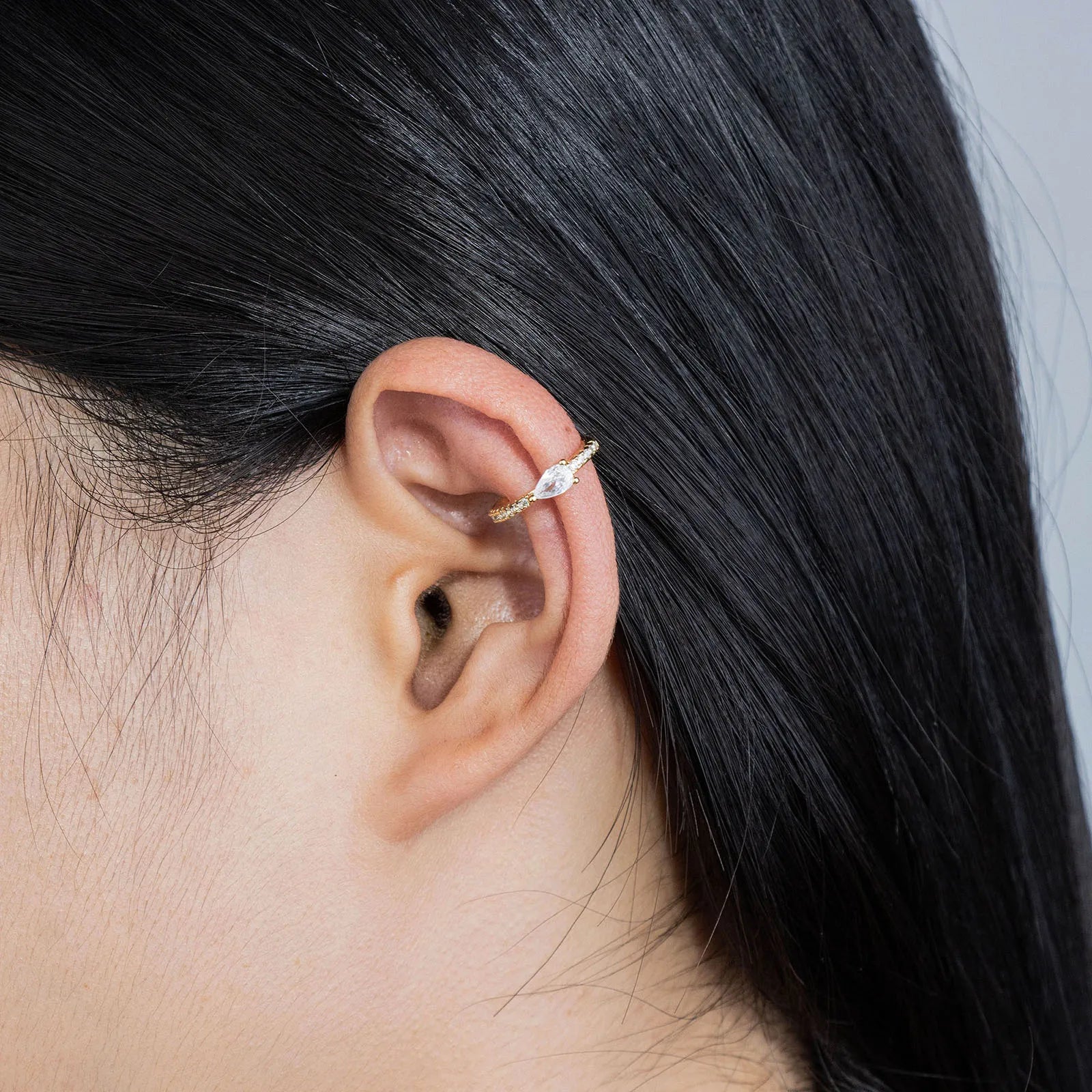 Ajatine Gorgeous Zircon Gold Ear Cuff Hoop Earrings