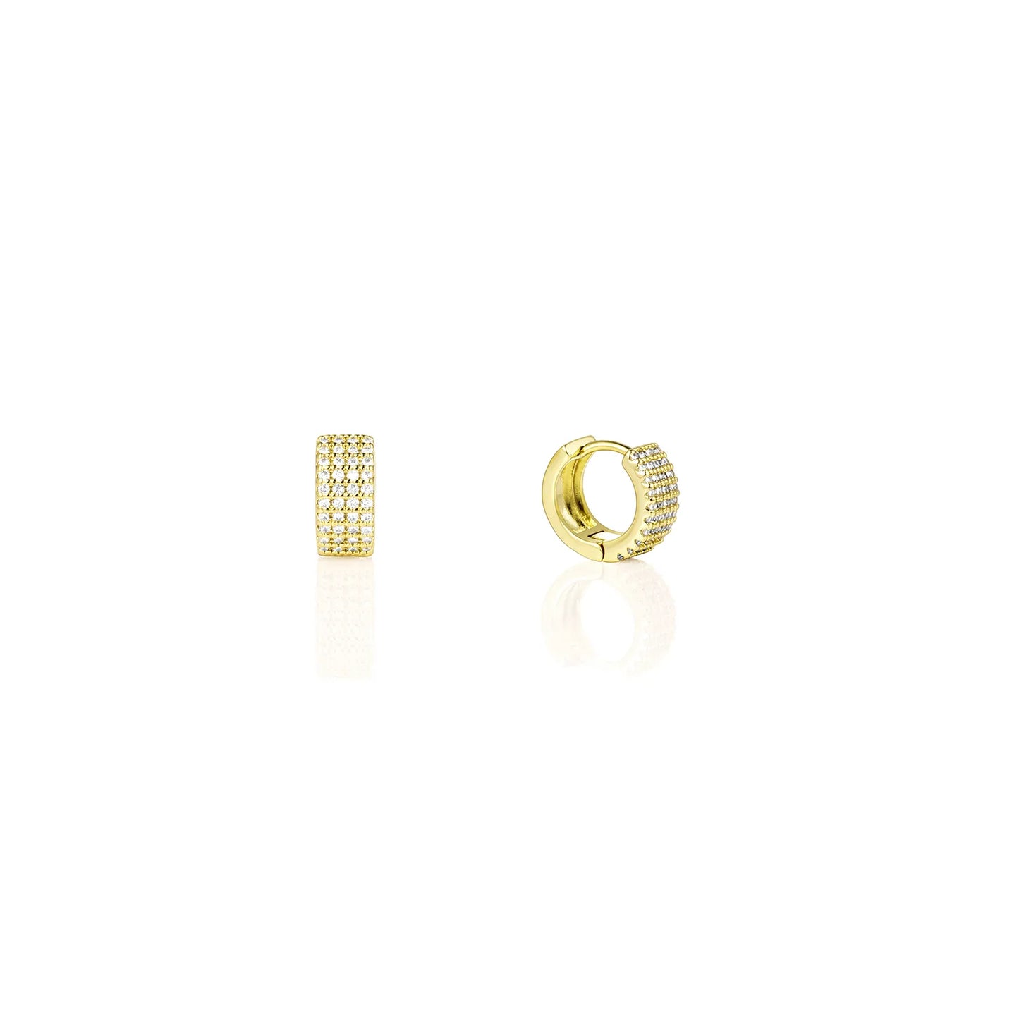 Gold huggie earrings with cubic zirconia, elegant and dainty for daily and party wear