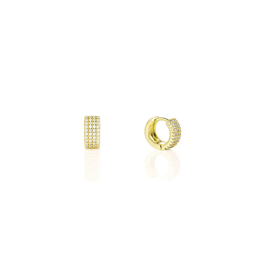 Gold huggie earrings with cubic zirconia, elegant and dainty for daily and party wear