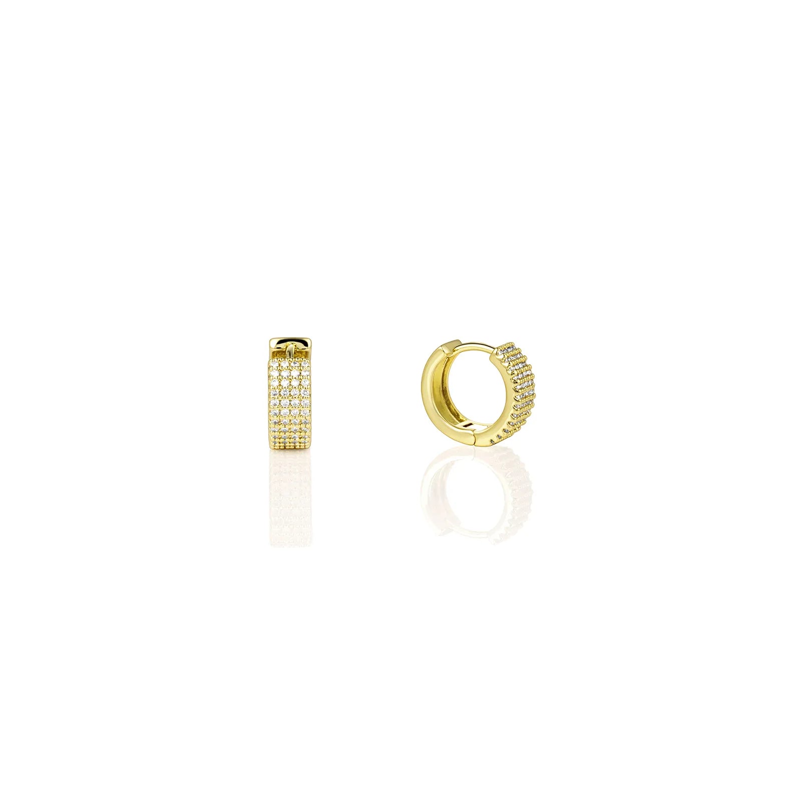 Gold huggie earrings with cubic zirconia, elegant and dainty for daily and party wear