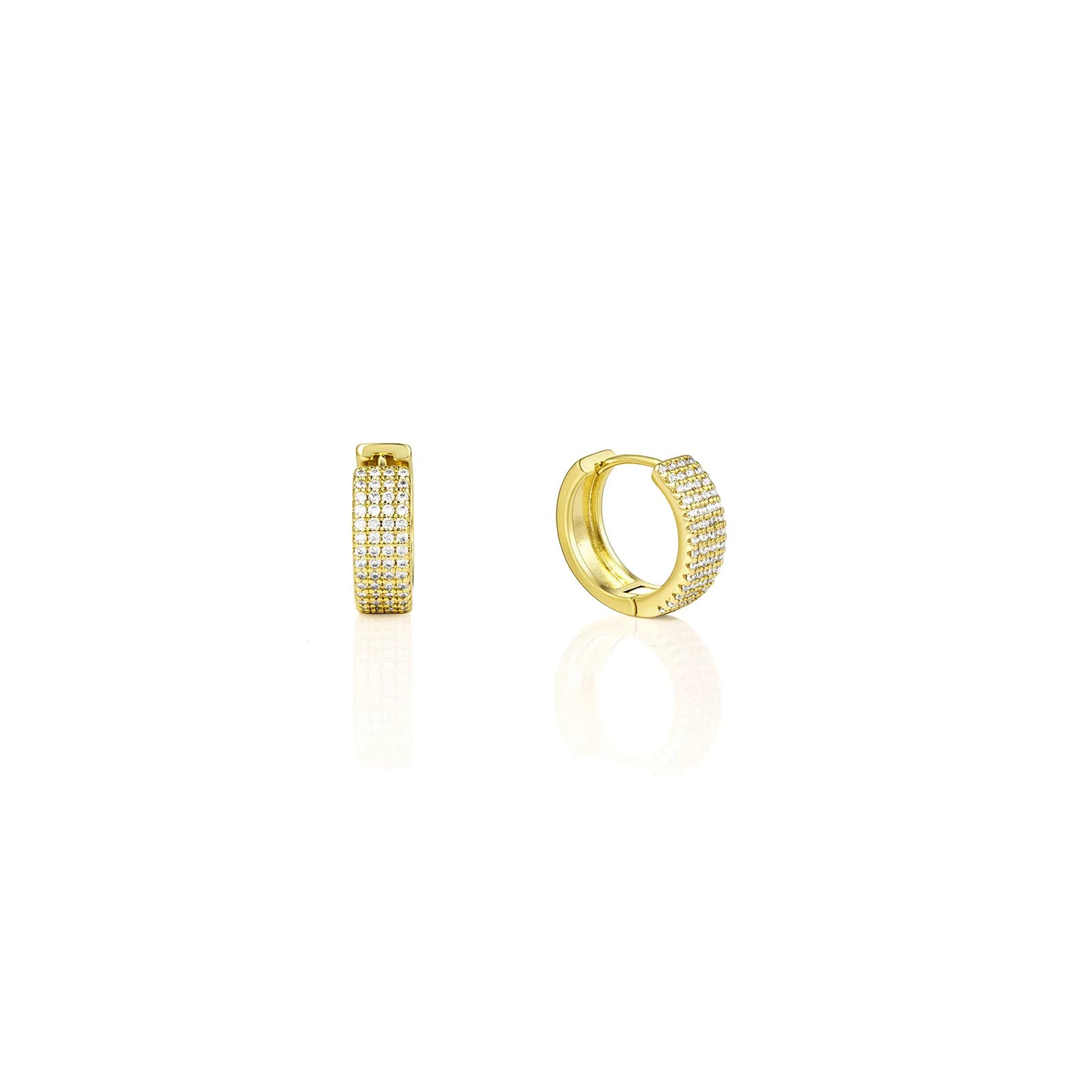 Gold huggie earrings with cubic zirconia, elegant and dainty for daily and party wear