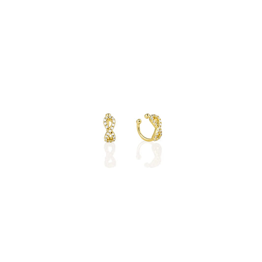 Gold ear cuffs with sparkling zirconia, infinity shape, cute and dainty ear jewelry