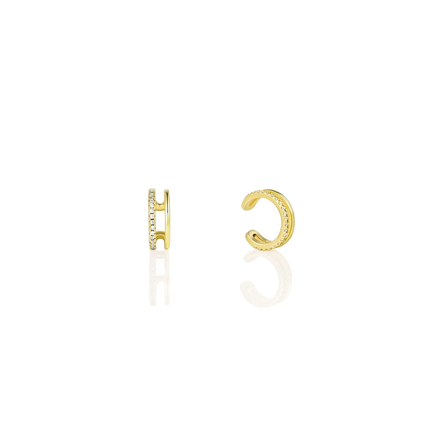 Gold ear cuffs adorned with zircon, minimalist design for stylish wear