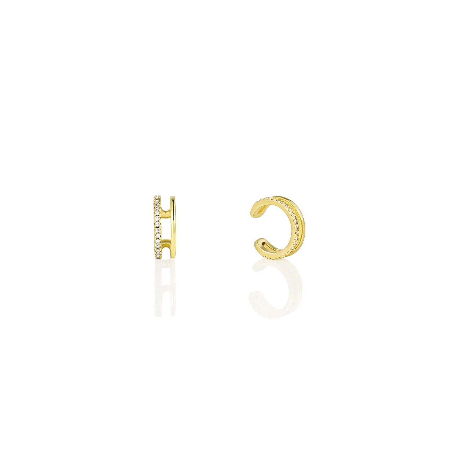 Gold ear cuffs adorned with zircon, minimalist design for stylish wear