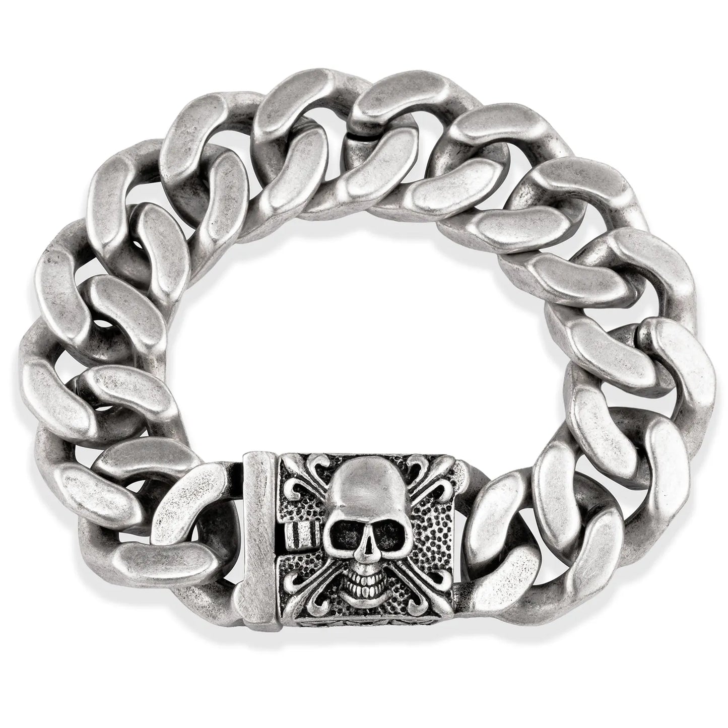 Ajatine men's skull bracelet, biker punk gothic style jewelry