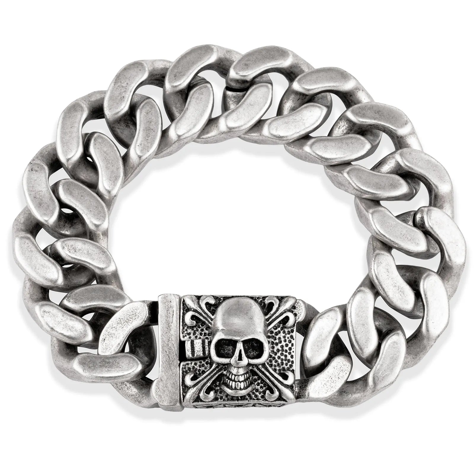 Ajatine men's skull bracelet, biker punk gothic style jewelry
