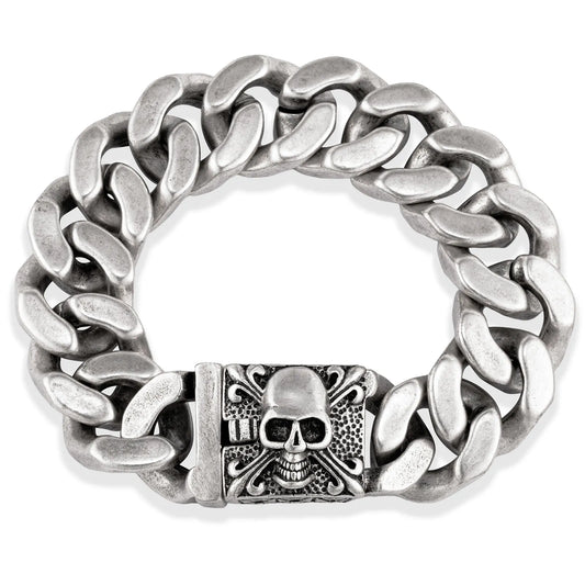 Ajatine men's skull bracelet, biker punk gothic style jewelry