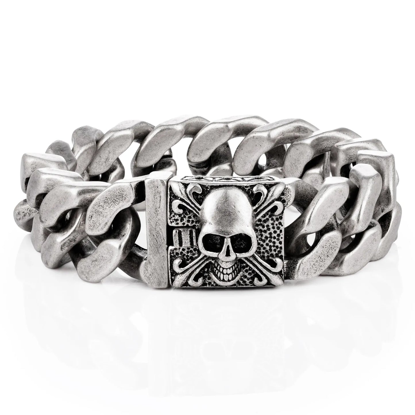 Ajatine men's skull bracelet, biker punk gothic style jewelry