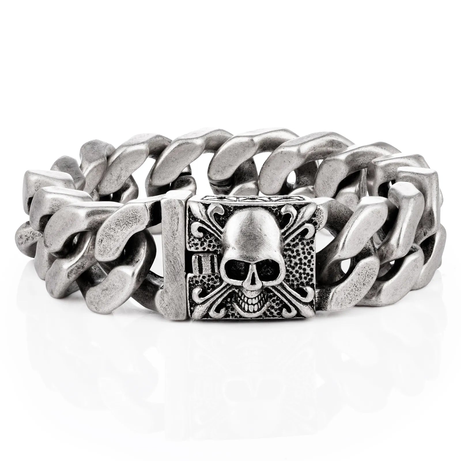 Ajatine men's skull bracelet, biker punk gothic style jewelry