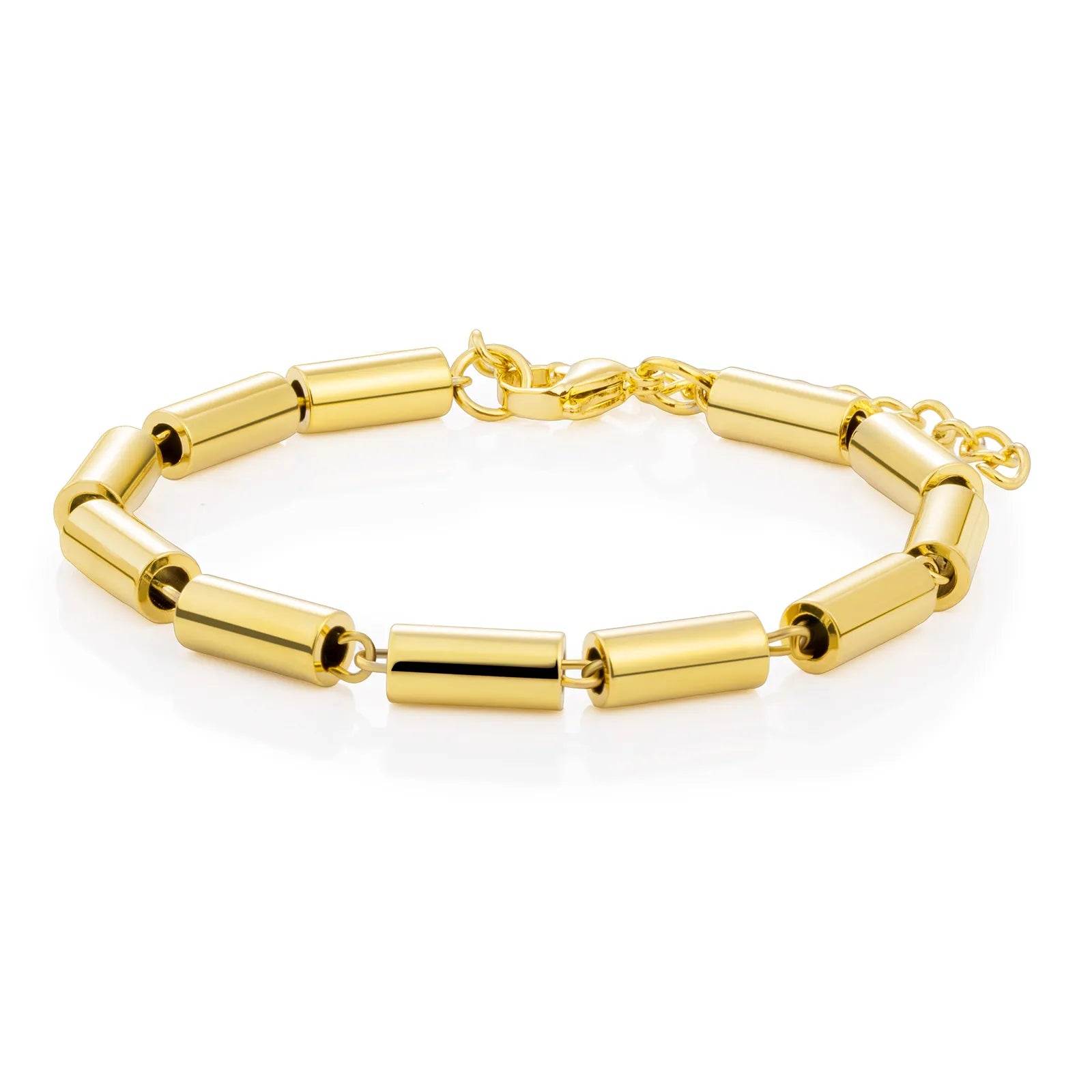 Hip Hop Punk gold cylinder chain bracelet, ideal for daily & party styling.