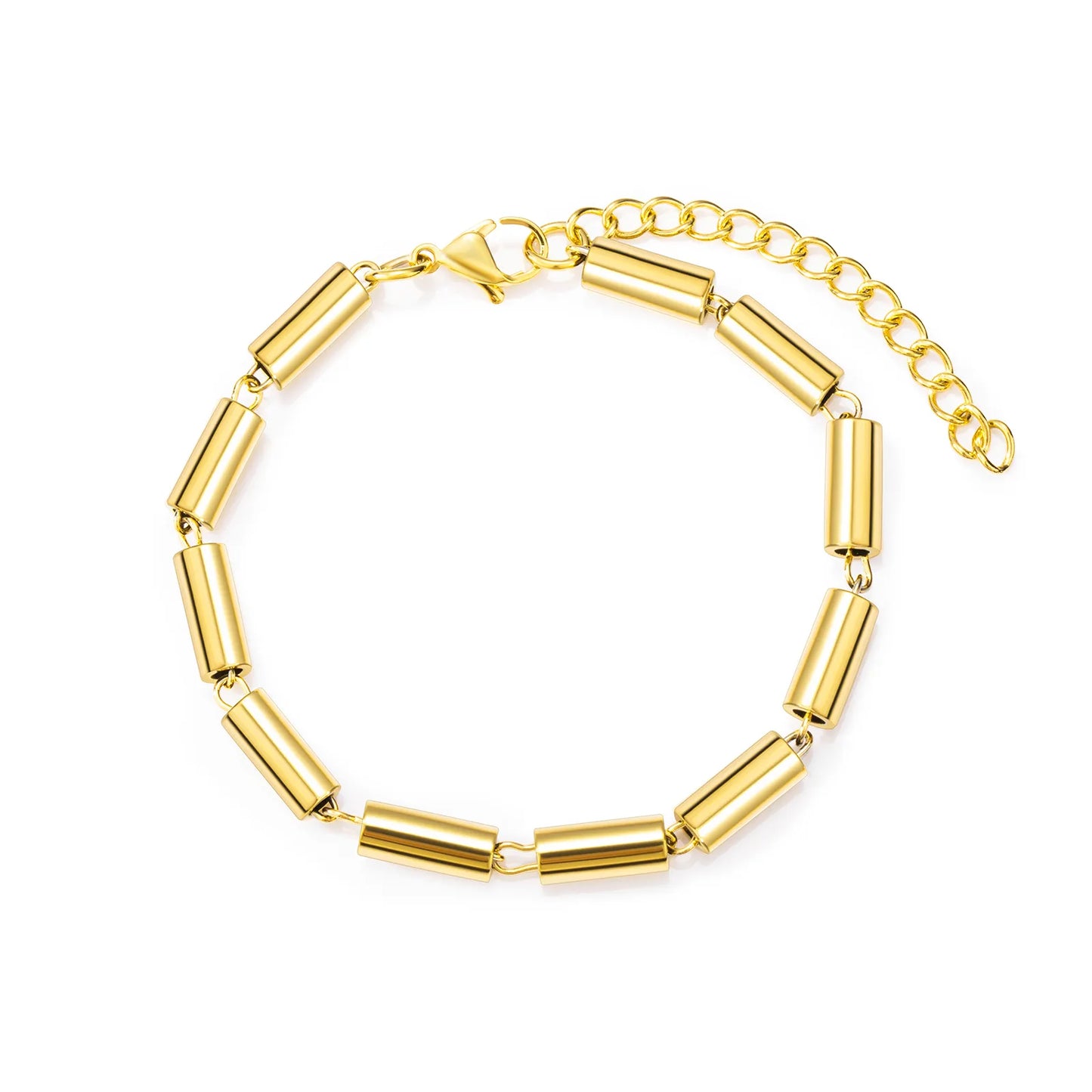 Hip Hop Punk gold cylinder chain bracelet, ideal for daily & party styling.