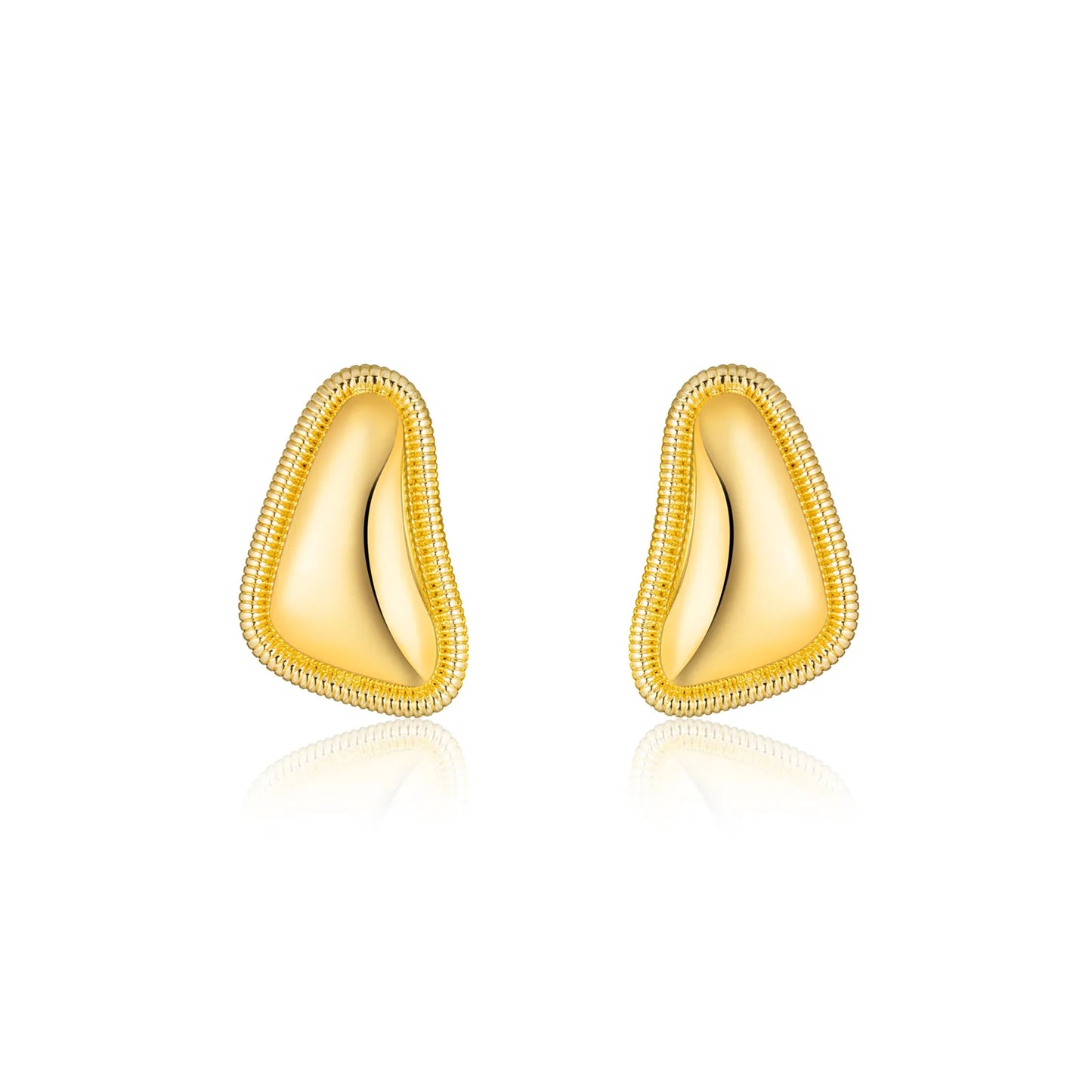 Irregular Earrings with Gold Tone and Textured Edge Design for Women