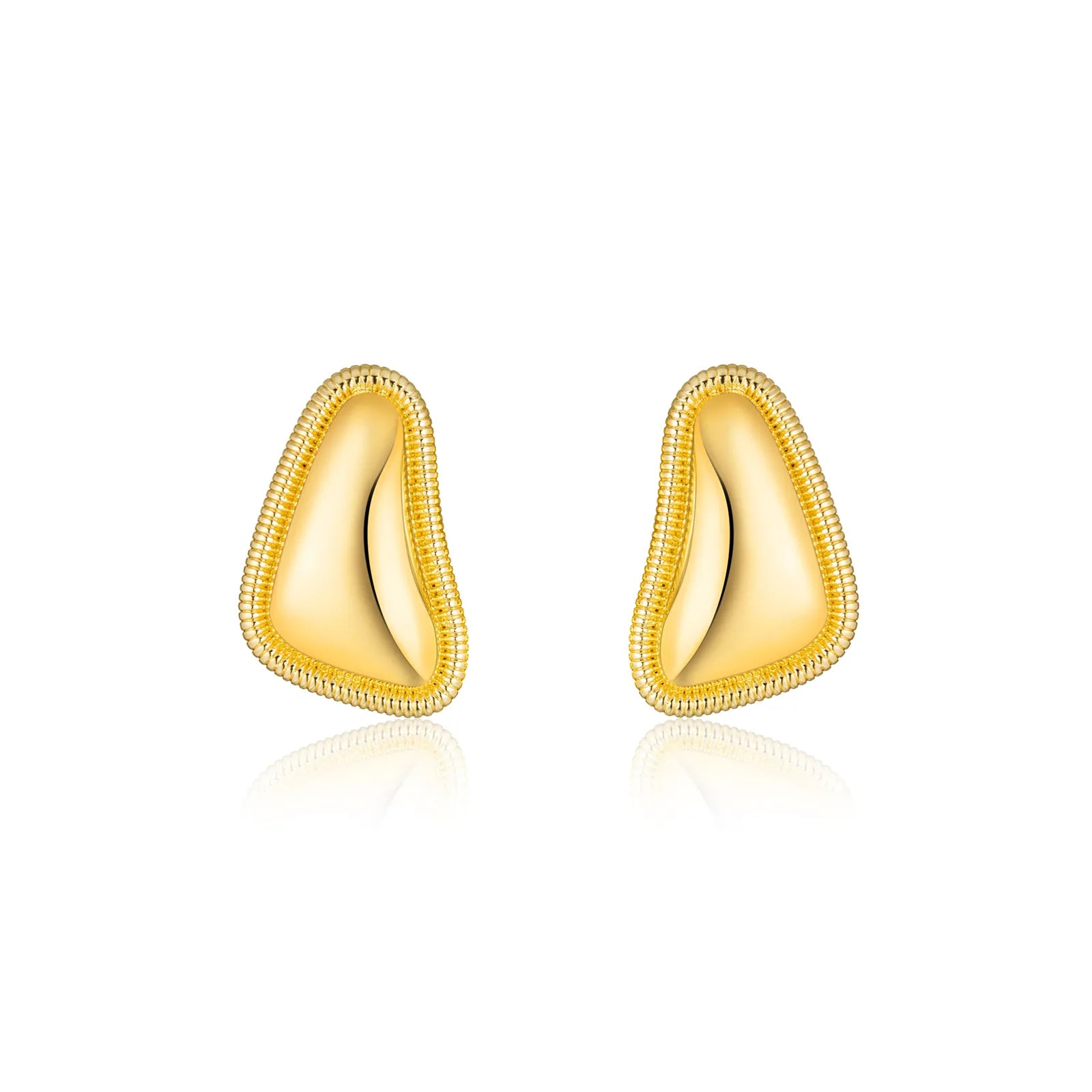 Irregular Earrings with Gold Tone and Textured Edge Design for Women