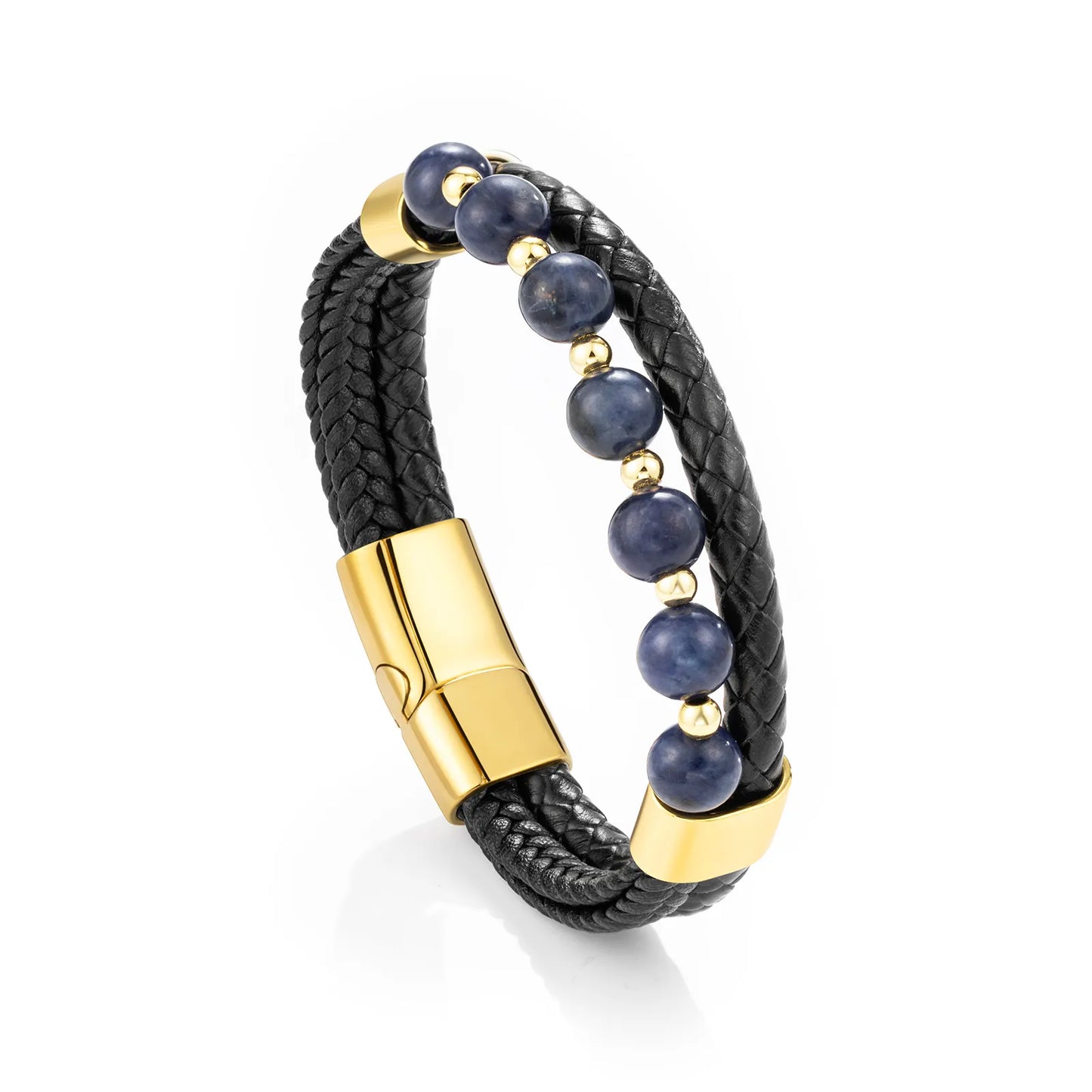 Lapis Lazuli Braided Leather Bracelet