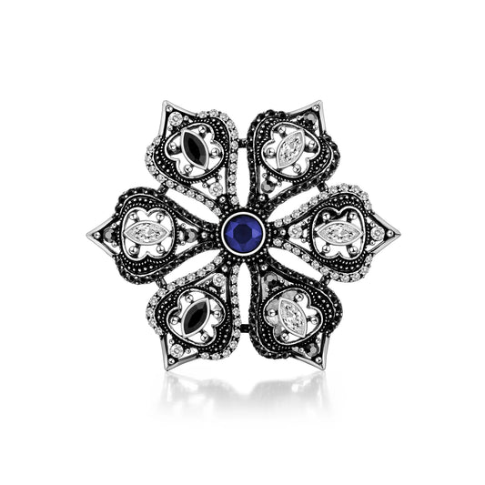 Ajatine navy blue wedding bouquet brooch, elegant bridal accessory for wedding day