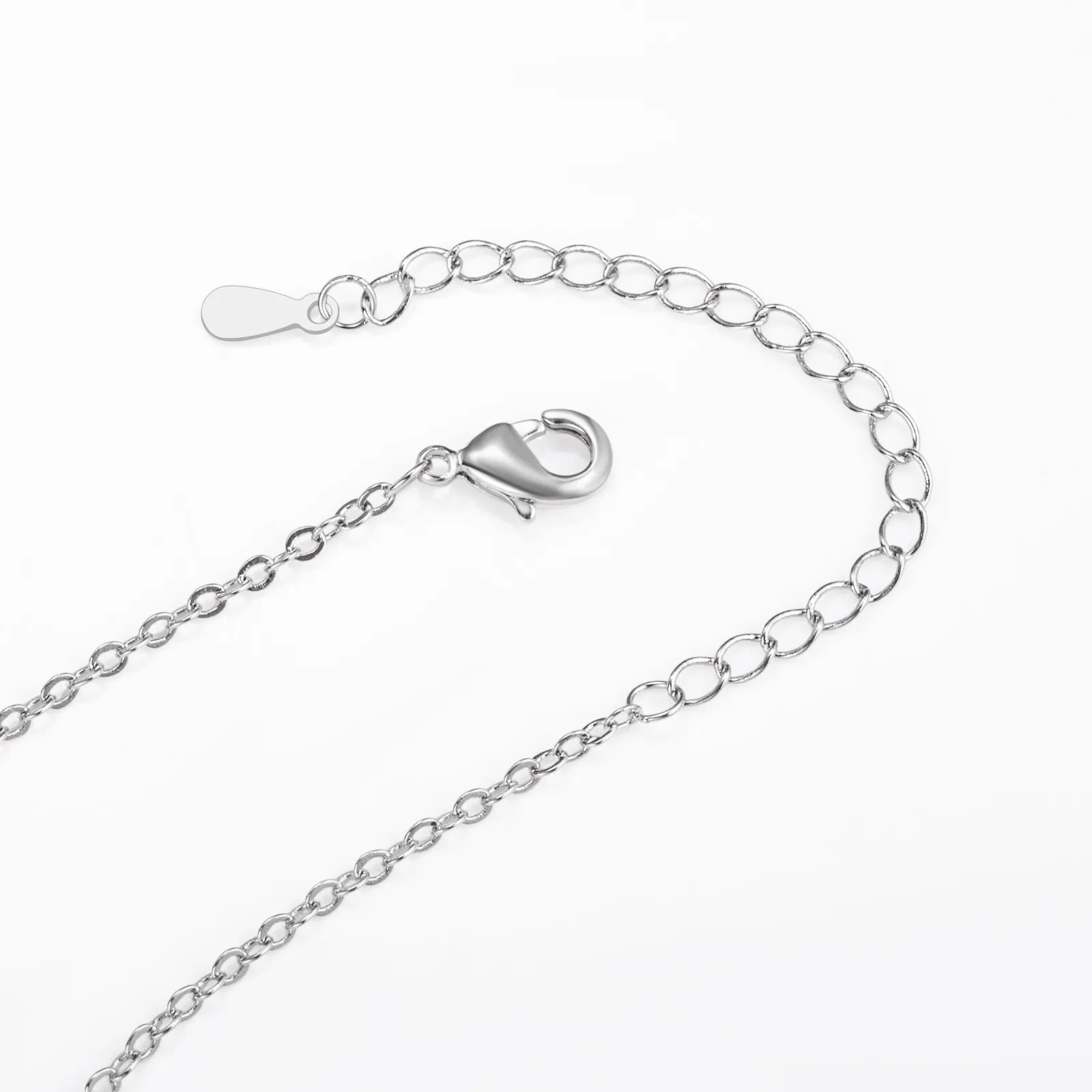 Ajatine silver safety pin necklace with crystal pendant, trendy women's jewelry