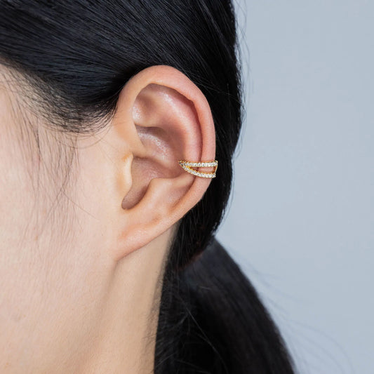 Glamorous Sparkling Zircon Gold Ear Cuffs for a Trendy Look